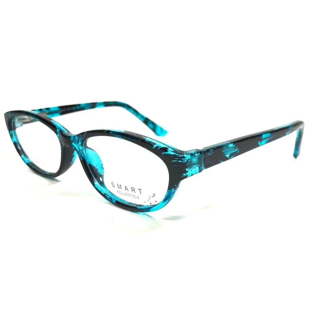 Smart Collection Eyeglasses Frames S2819 C1 TURQUOISE Black Blue Oval 52-16-140